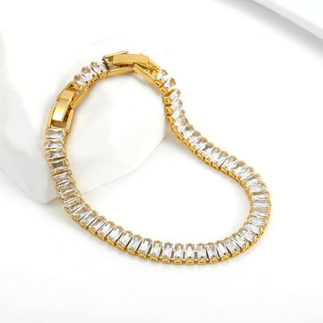 GLAMOROUS AAA+ Cubic Zirconia Simulated Diamonds Gold Color Tennis Bracelets for Women - The Jewellery Supermarket